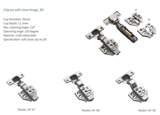AF-07 Household 3D Adjustable 110° 35mm Metal Hinge factory